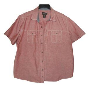 No Boundaries Shirt Mens 2XL (50-52)Red Chambray Button Down Cotton flap pockets